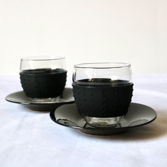 BODUM Set of 2 Pavina Glasses with Black Silicone Sleeve Espresso Tea Coffee 3oz - Picture 5 of 7